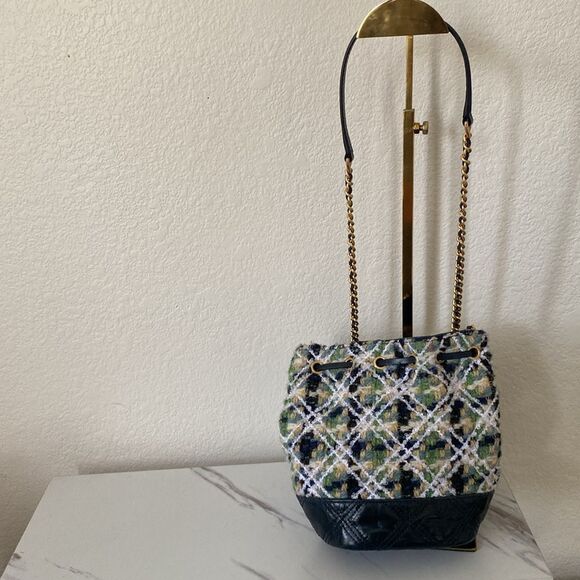 Tory Burch Multi Colored Fleming Soft Mini Tweed Bucket Bag - Picture 5 of 8